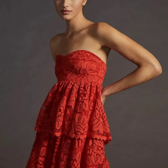 Anthropologie Maeve Strapless Lace Mini Dress NWT - Picture 1 of 15